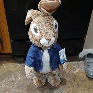 Kids Brown Bunny Plush with Blue Jacket